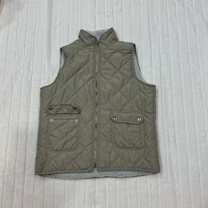 Architect Petites Sherpa Lined Quilted Tan Vest with Pockets Petite Large